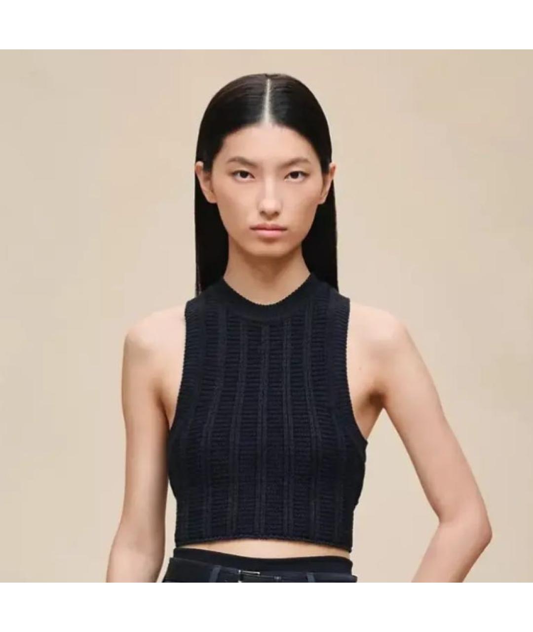 HERMES Черная хлопковая майка, фото 5