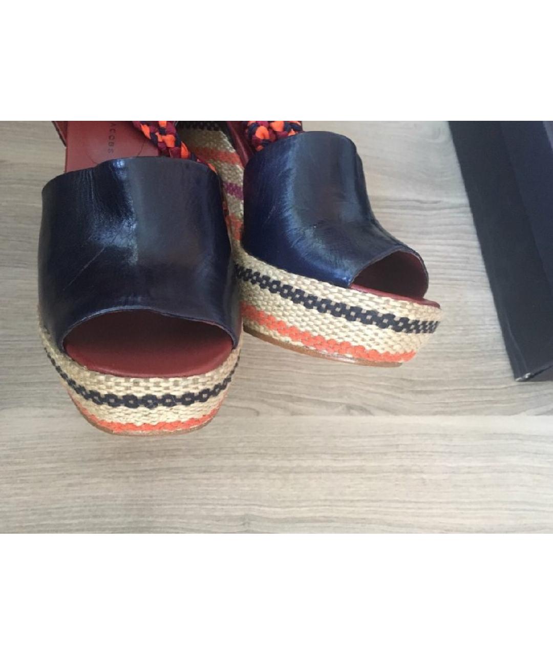 MARC BY MARC JACOBS Темно-синие кожаные босоножки, фото 6