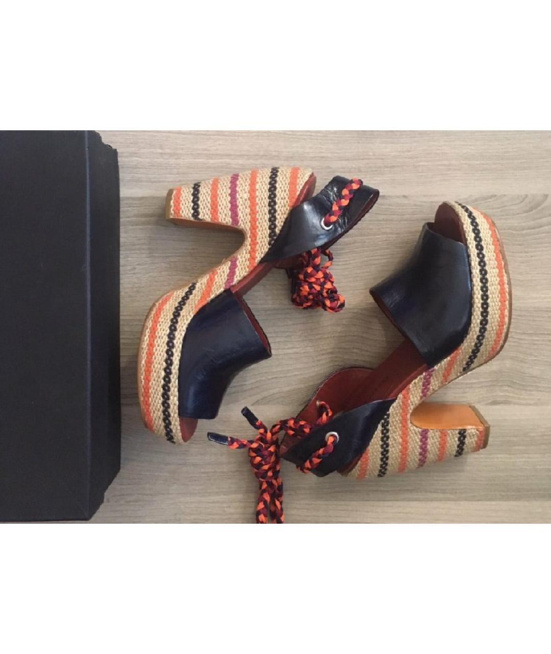 MARC BY MARC JACOBS Темно-синие кожаные босоножки, фото 4