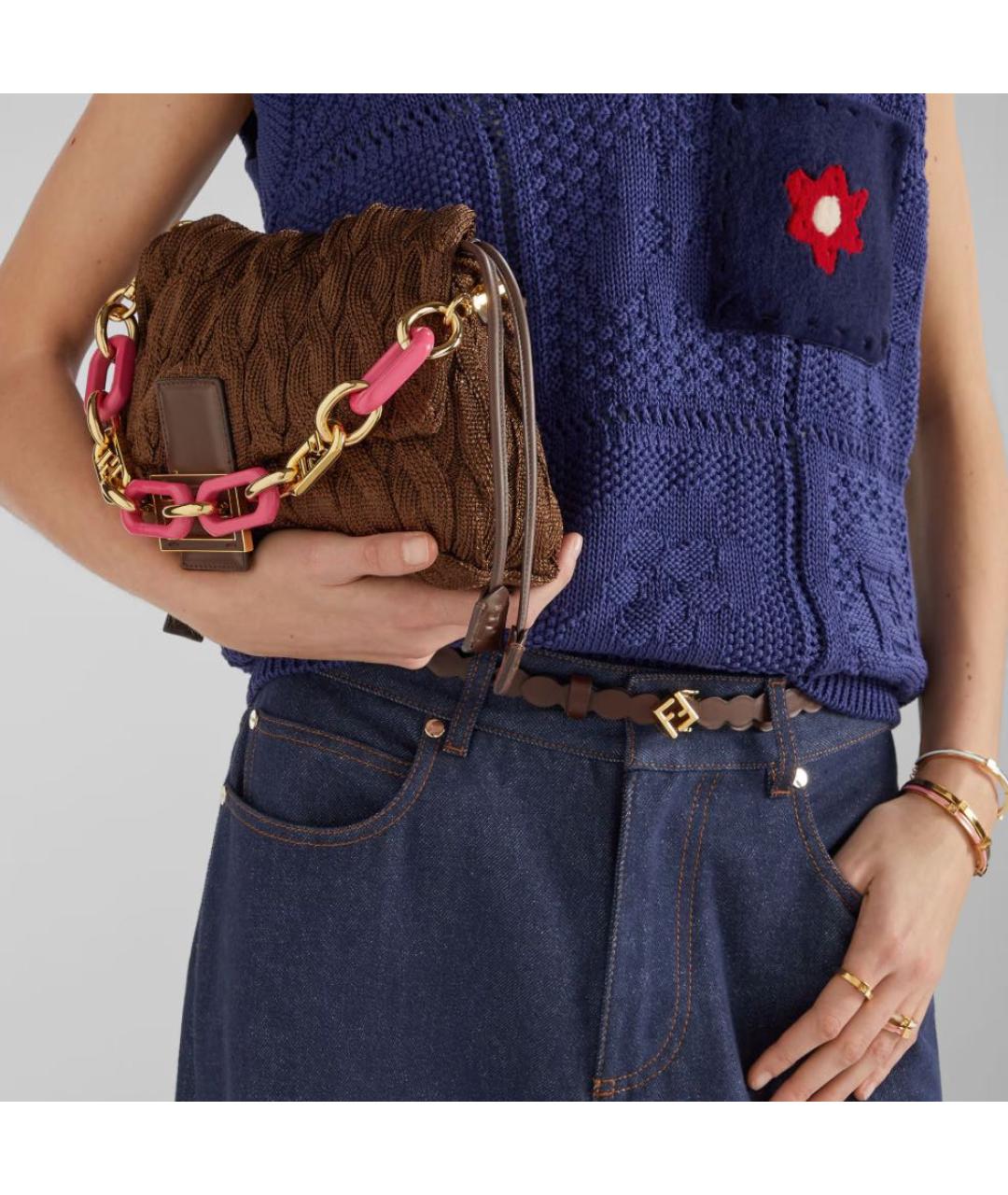 FENDI Коричневый кожаный ремень, фото 4