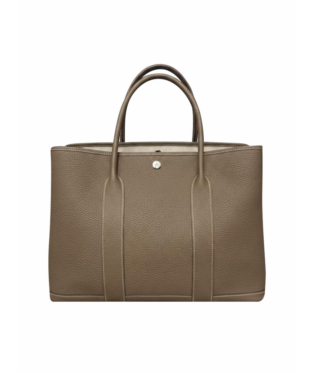 HERMES Серая кожаная сумка с короткими ручками, фото 1