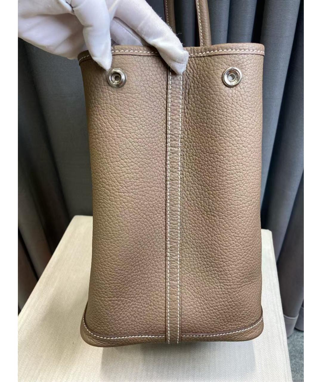 HERMES Серая кожаная сумка с короткими ручками, фото 3