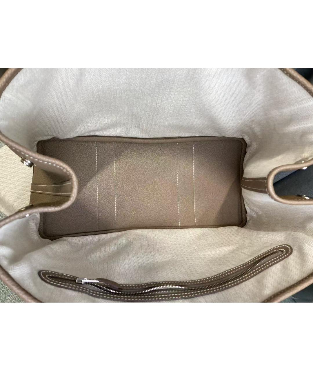 HERMES Серая кожаная сумка с короткими ручками, фото 5