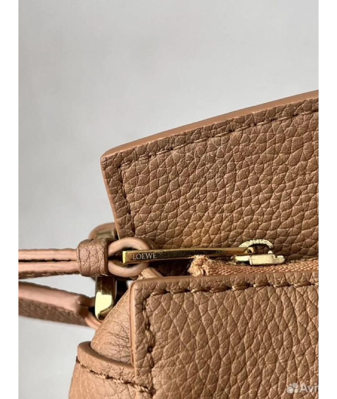 LOEWE Бежевая кожаная сумка через плечо, фото 5