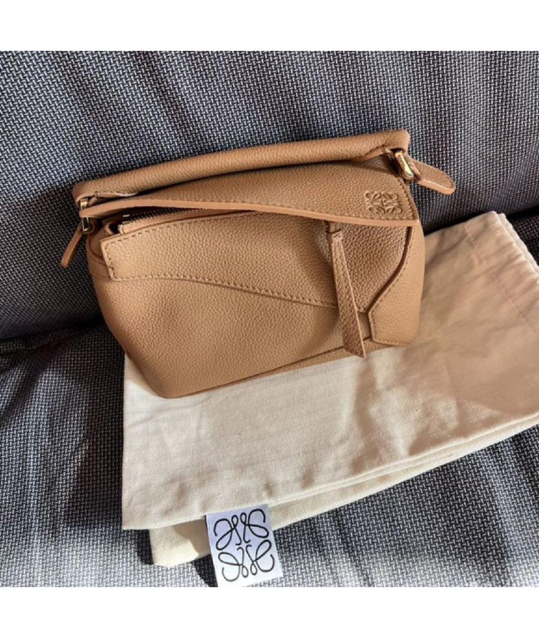 LOEWE Бежевая кожаная сумка через плечо, фото 10