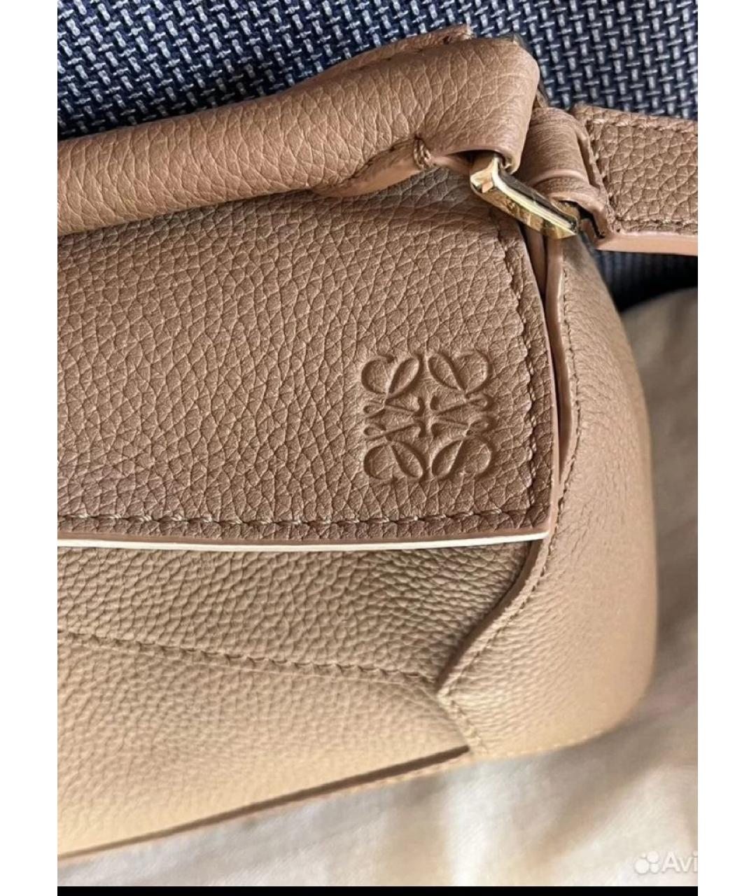 LOEWE Бежевая кожаная сумка через плечо, фото 3