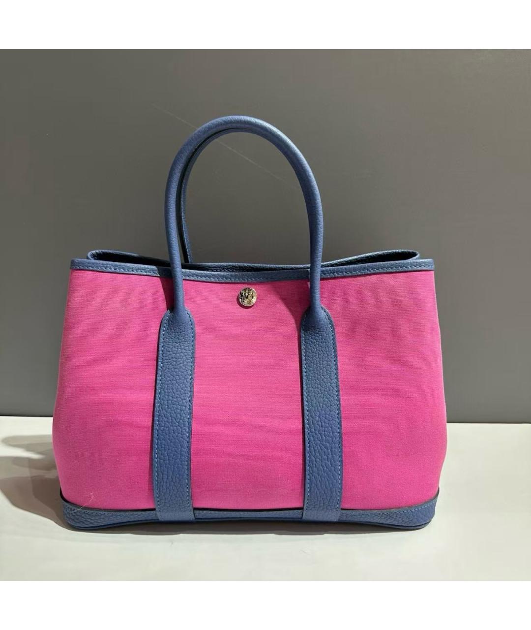 HERMES Розовая тканевая сумка с короткими ручками, фото 2