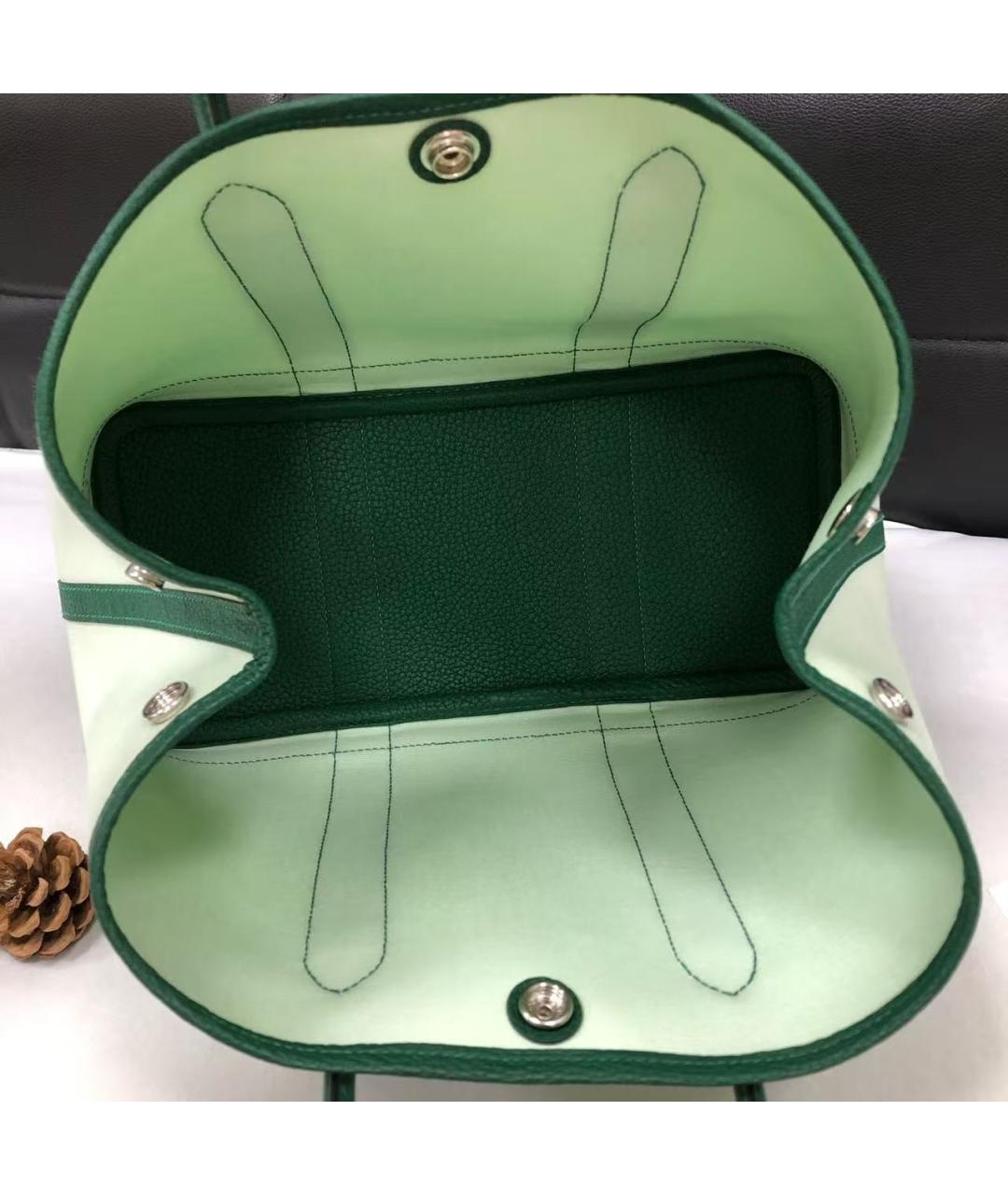 HERMES Зеленая тканевая сумка тоут, фото 5