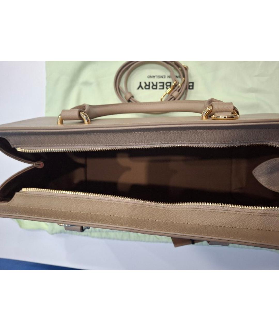 BURBERRY Бежевая кожаная сумка с короткими ручками, фото 4