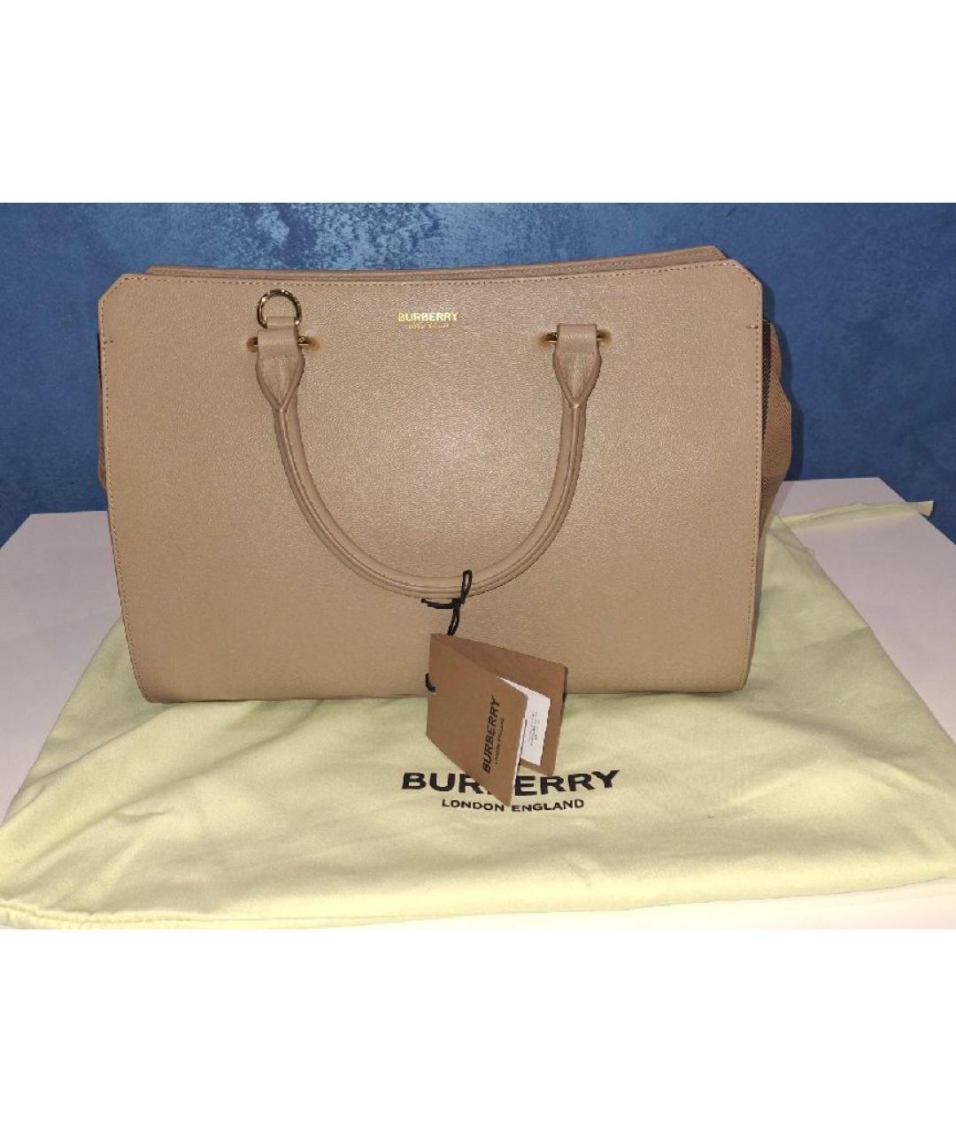 BURBERRY Бежевая кожаная сумка с короткими ручками, фото 7