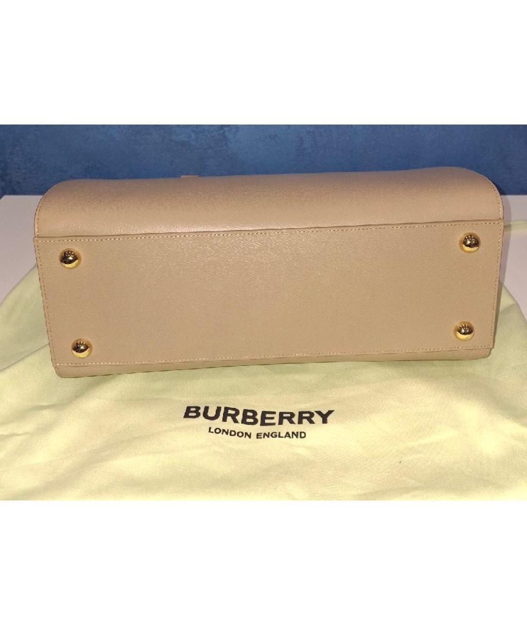 BURBERRY Бежевая кожаная сумка с короткими ручками, фото 6