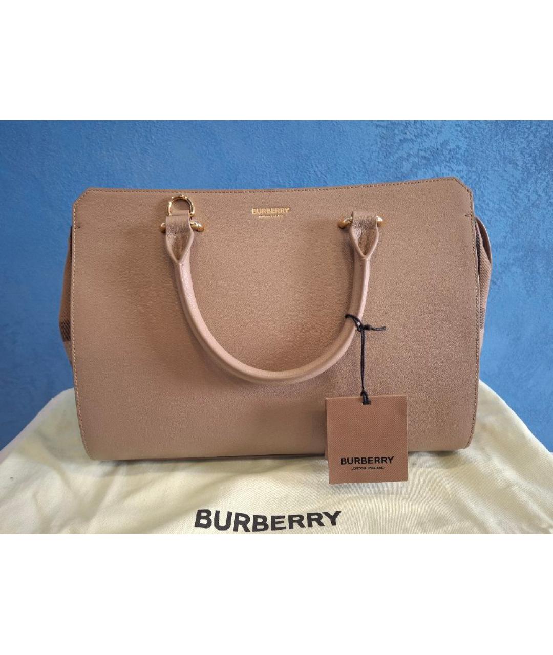 BURBERRY Бежевая кожаная сумка с короткими ручками, фото 10