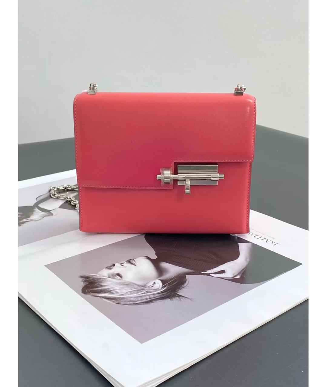 HERMES Розовая кожаная сумка через плечо, фото 2