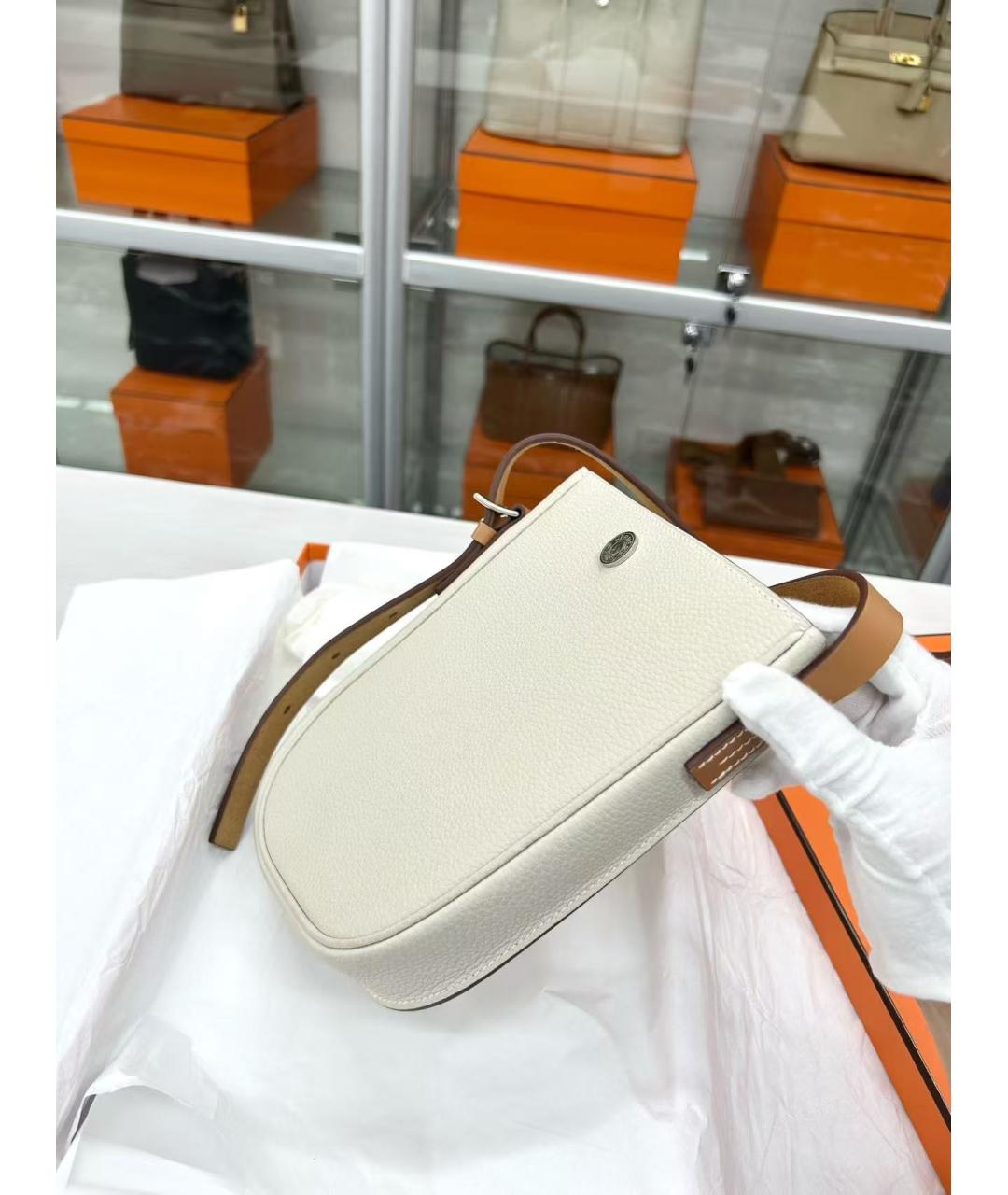 HERMES Белая кожаная сумка через плечо, фото 2