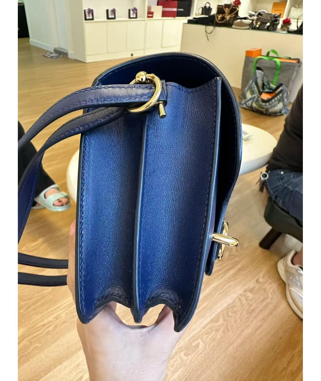 HERMES Темно-синяя кожаная сумка через плечо, фото 4