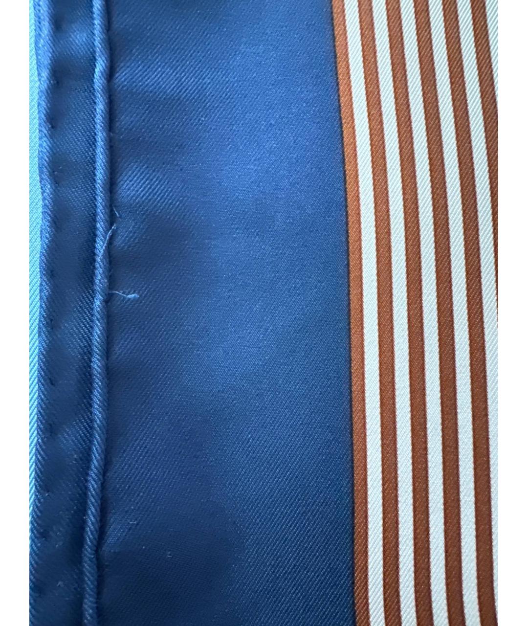 HERMES Синий шелковый платок, фото 5