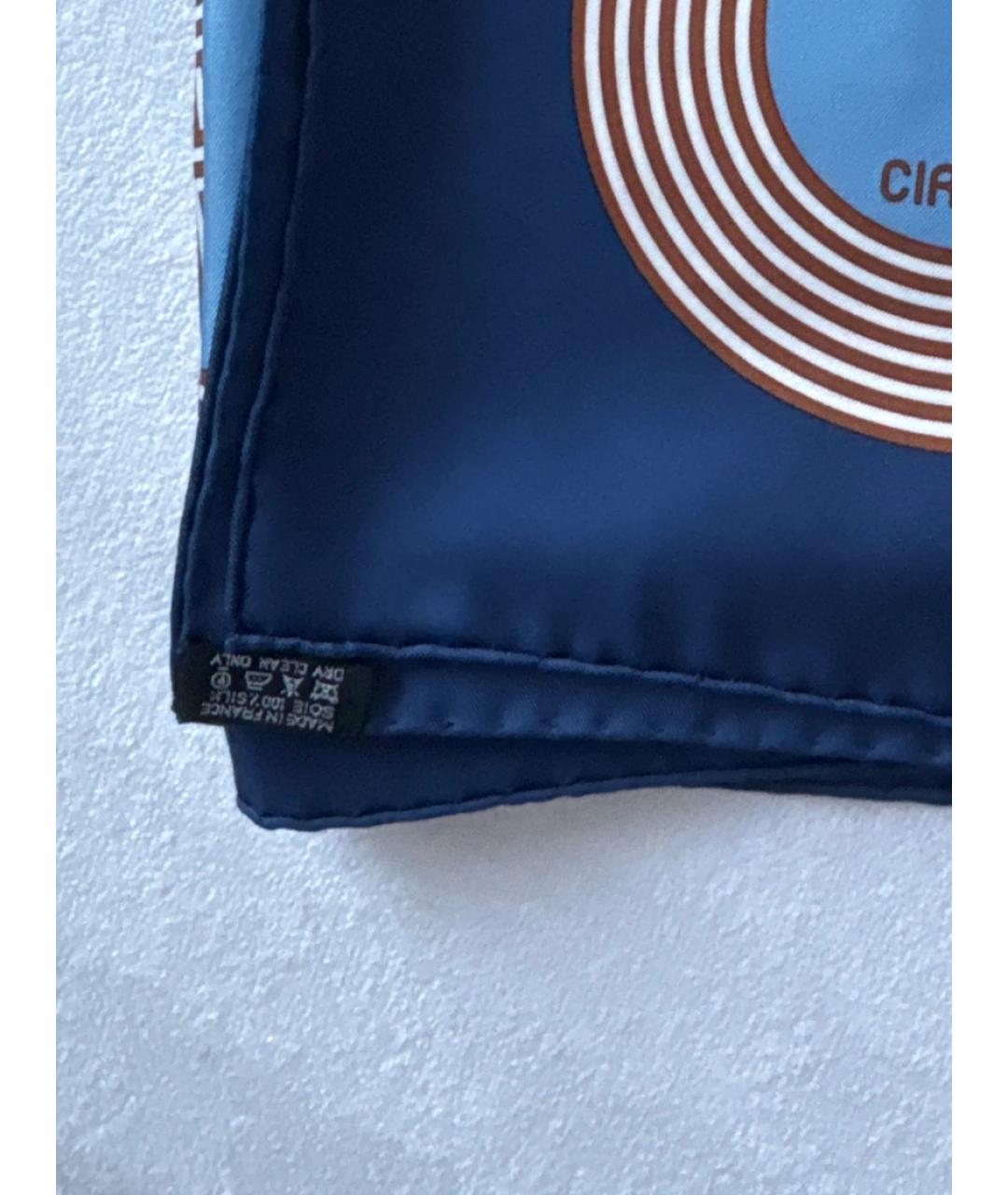 HERMES Синий шелковый платок, фото 2