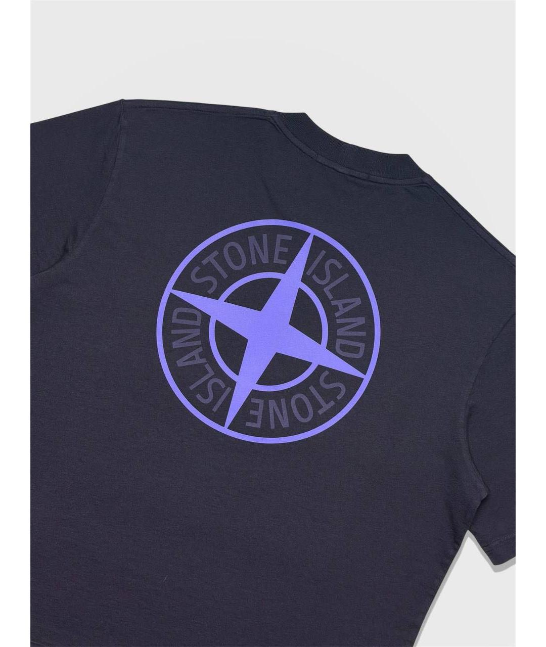 STONE ISLAND Темно-синяя хлопковая футболка, фото 5