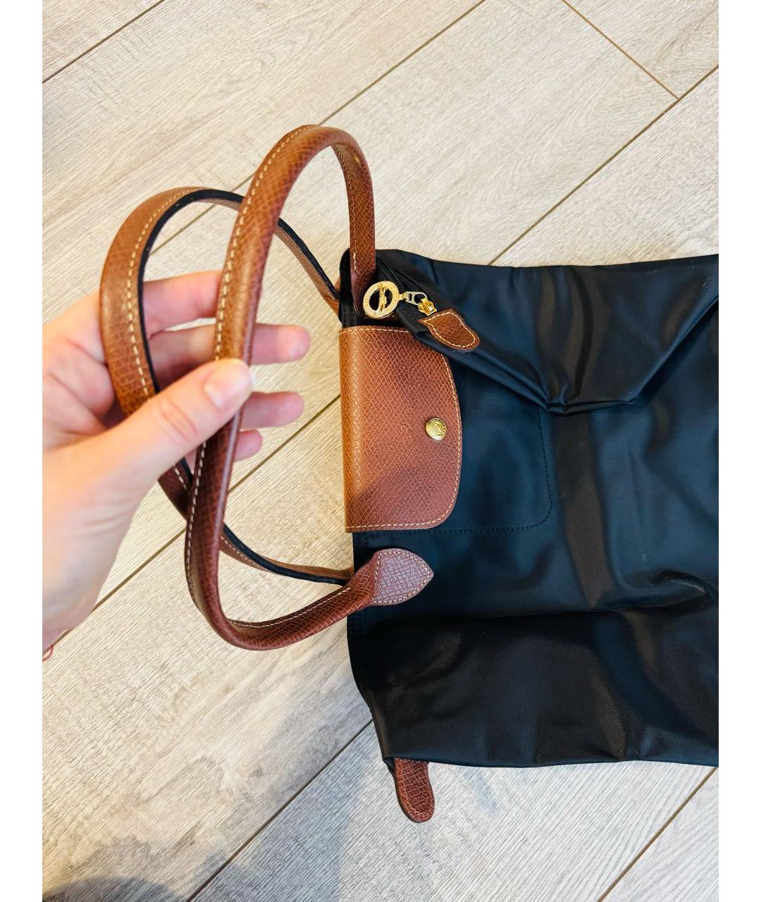 LONGCHAMP Черная тканевая сумка тоут, фото 4