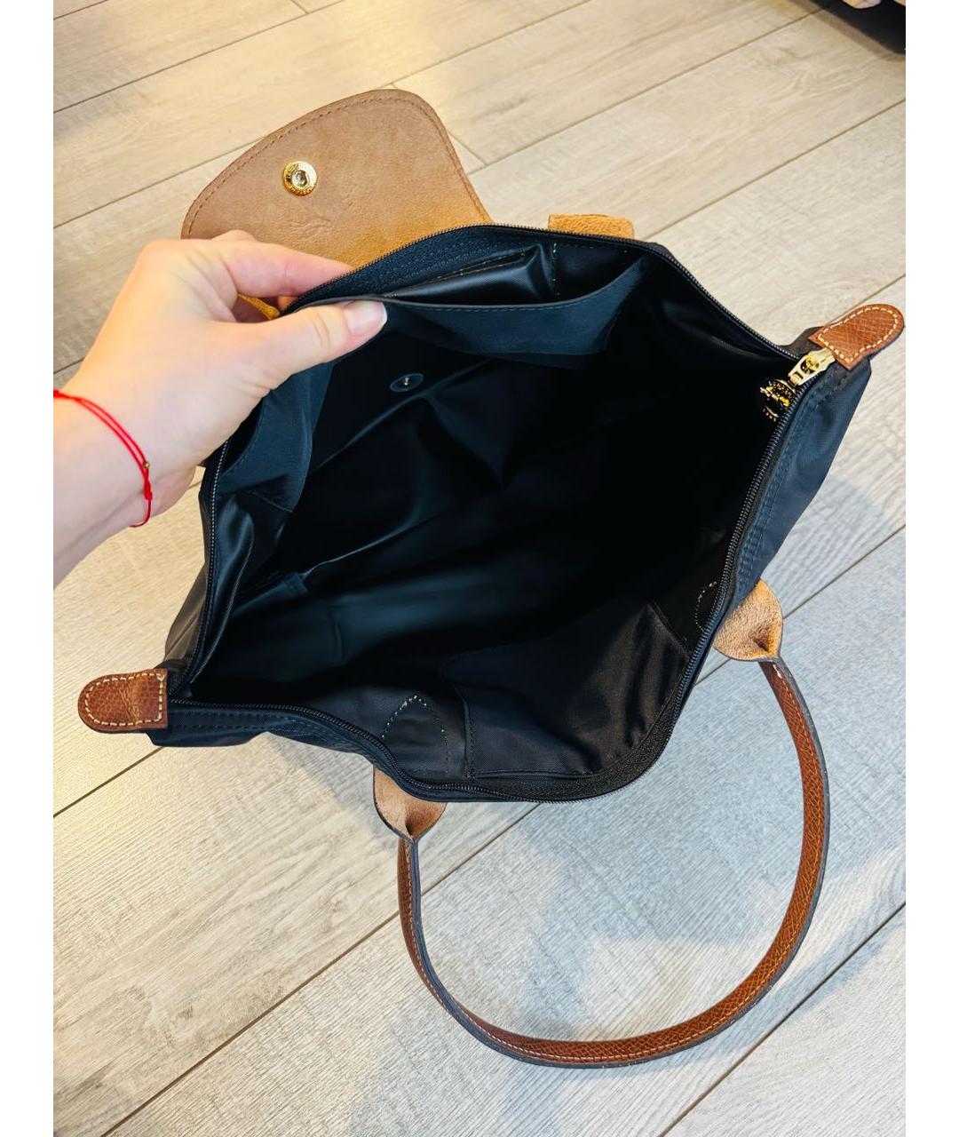 LONGCHAMP Черная тканевая сумка тоут, фото 5