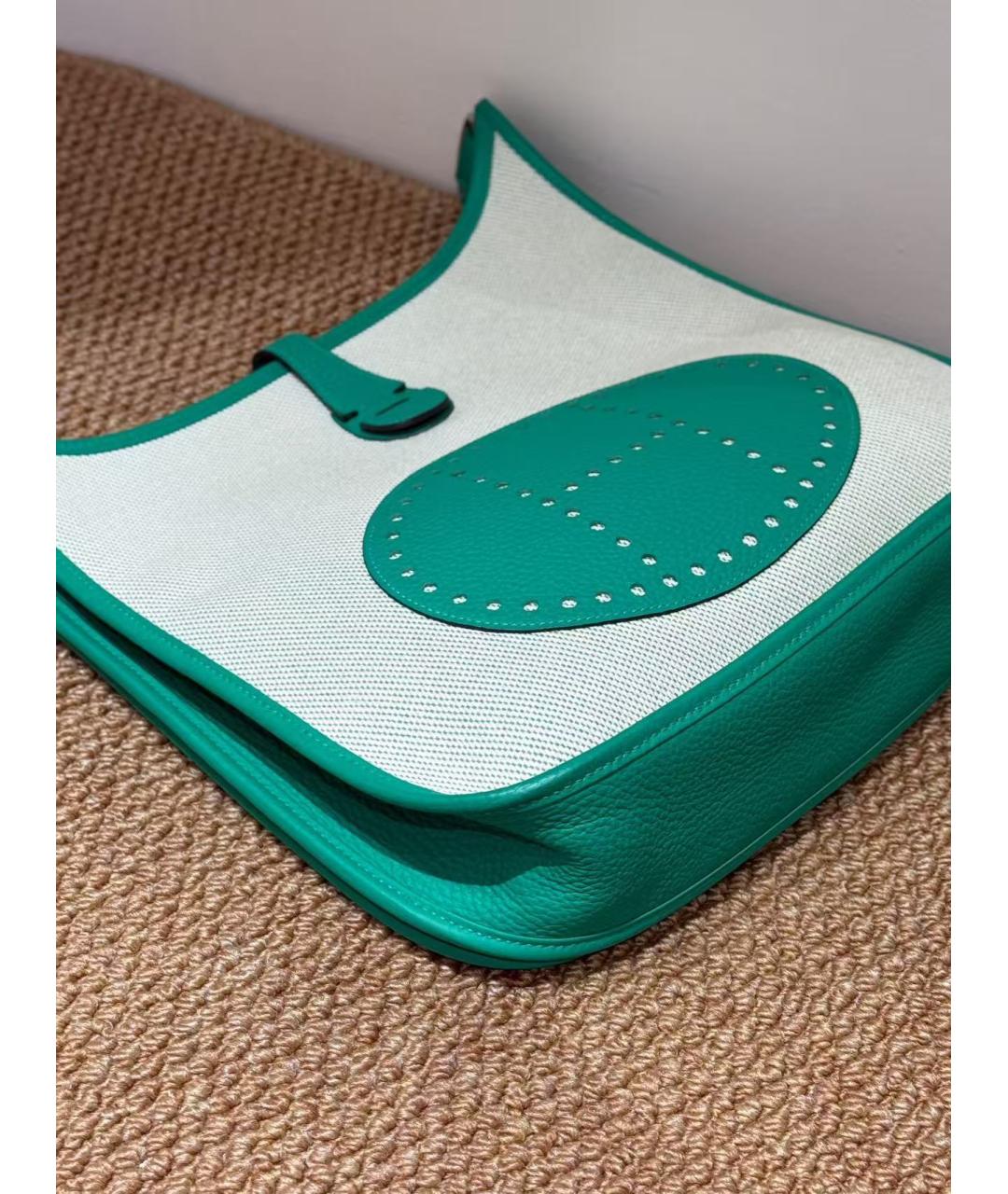 HERMES Зеленая тканевая сумка через плечо, фото 3