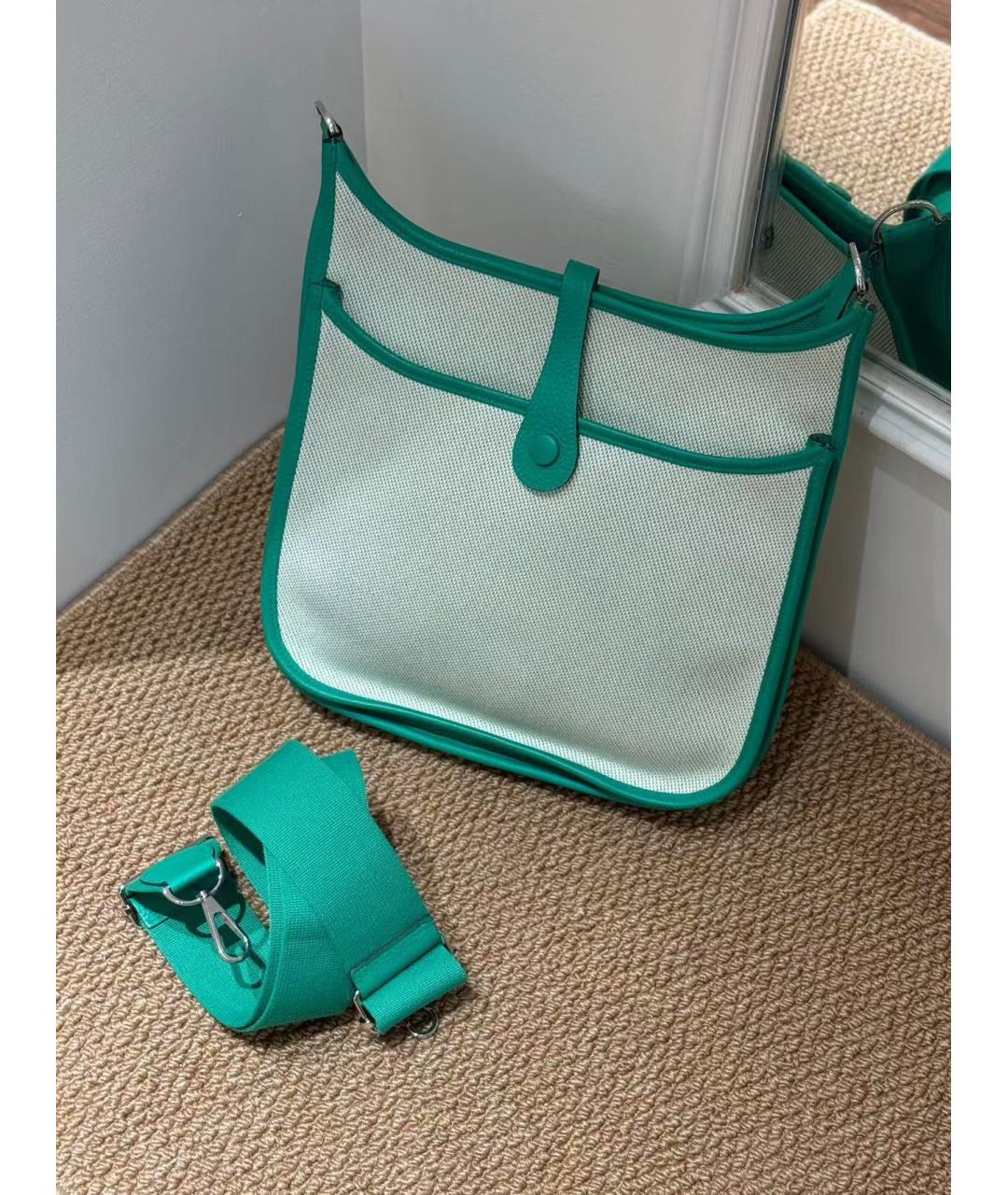 HERMES Зеленая тканевая сумка через плечо, фото 2
