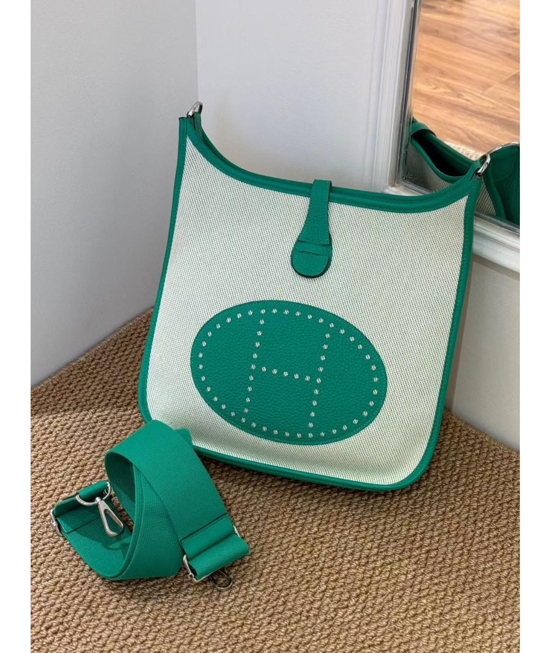 HERMES Зеленая тканевая сумка через плечо, фото 6