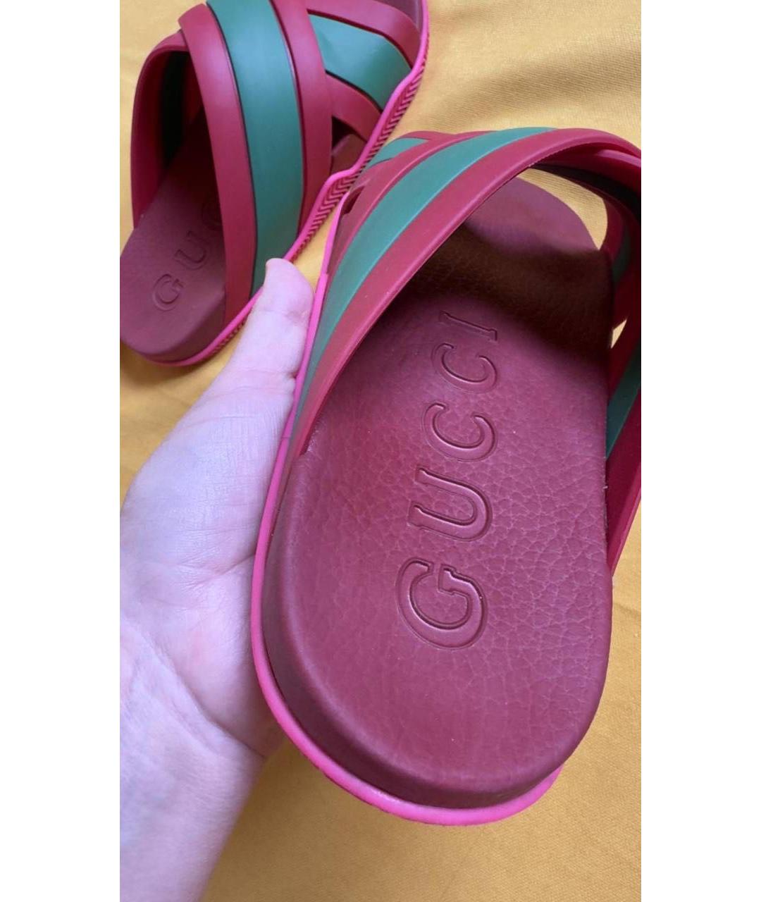 GUCCI Красные резиновые шлепанцы, фото 3