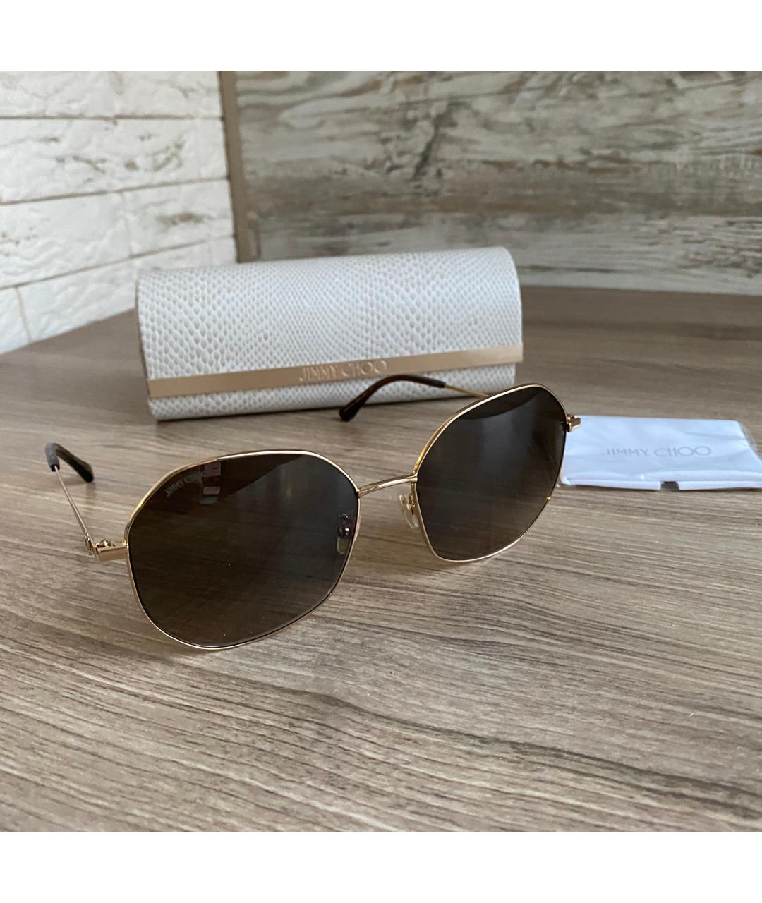JIMMY CHOO Золотые металлические солнцезащитные очки, фото 2