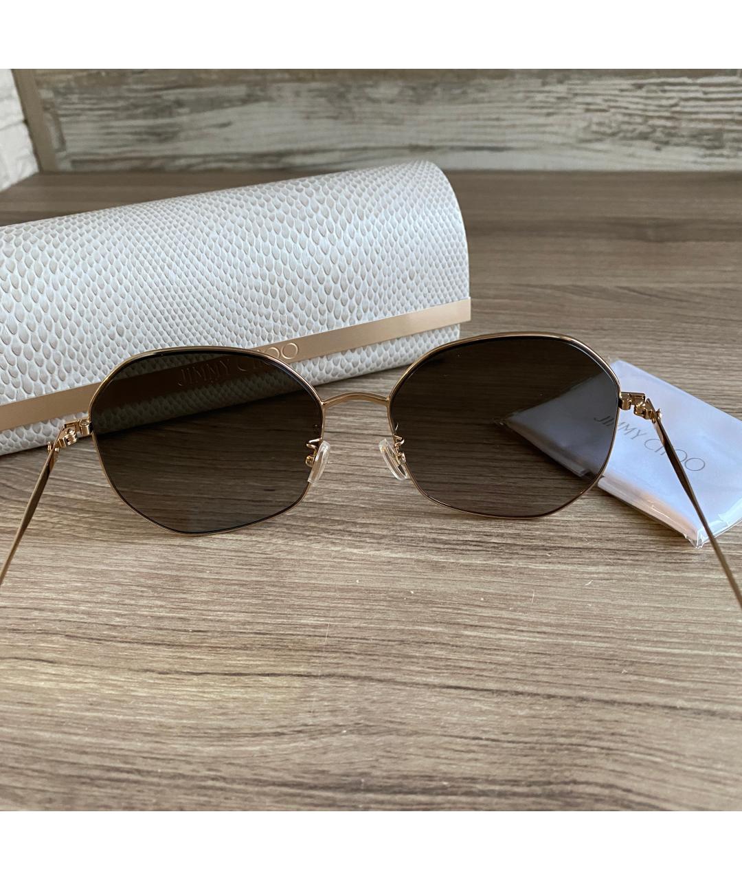JIMMY CHOO Золотые металлические солнцезащитные очки, фото 8