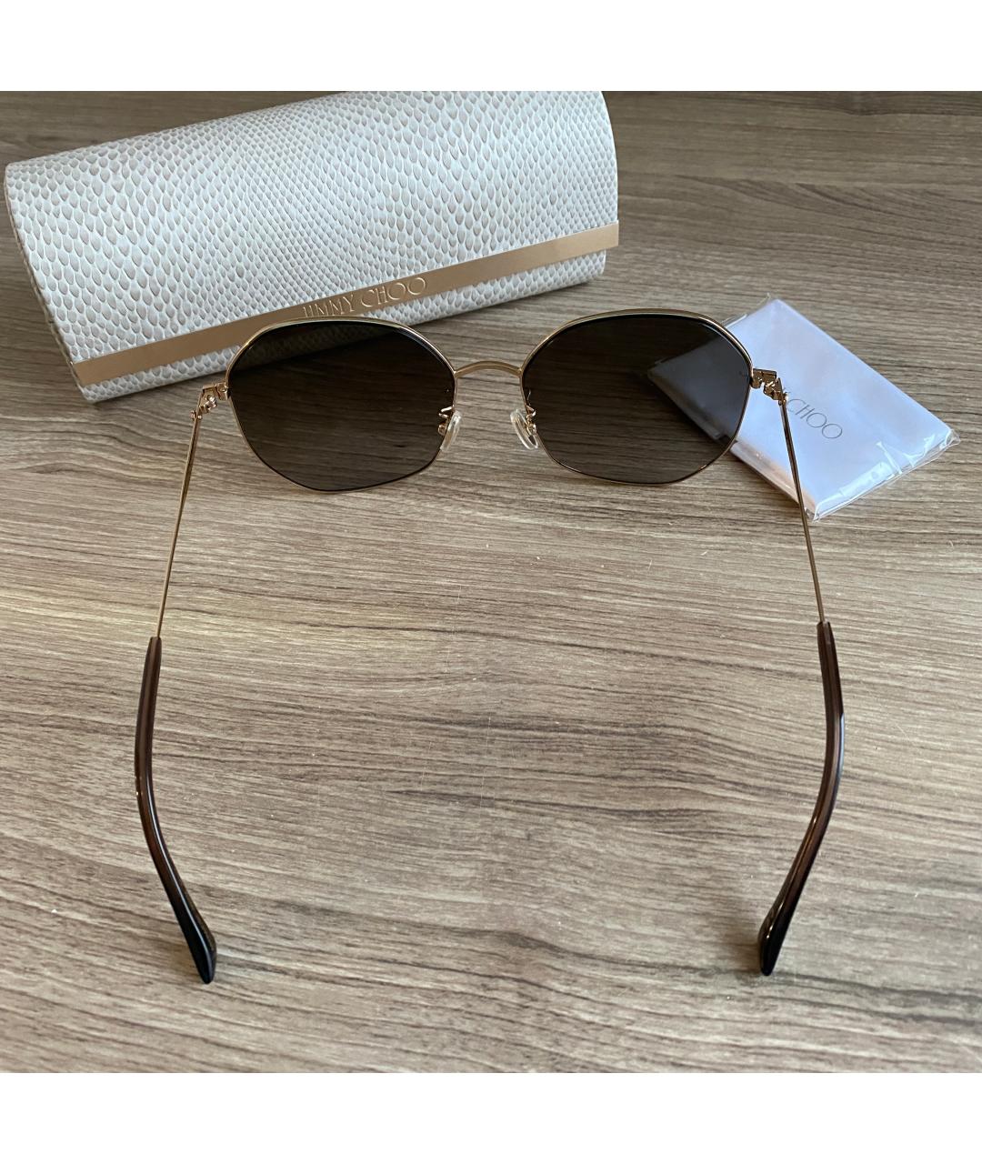 JIMMY CHOO Золотые металлические солнцезащитные очки, фото 6