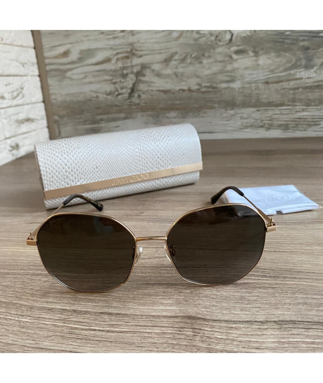 JIMMY CHOO Золотые металлические солнцезащитные очки, фото 3