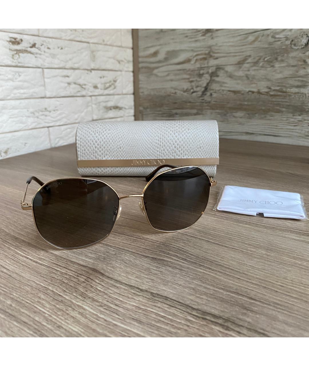 JIMMY CHOO Золотые металлические солнцезащитные очки, фото 10