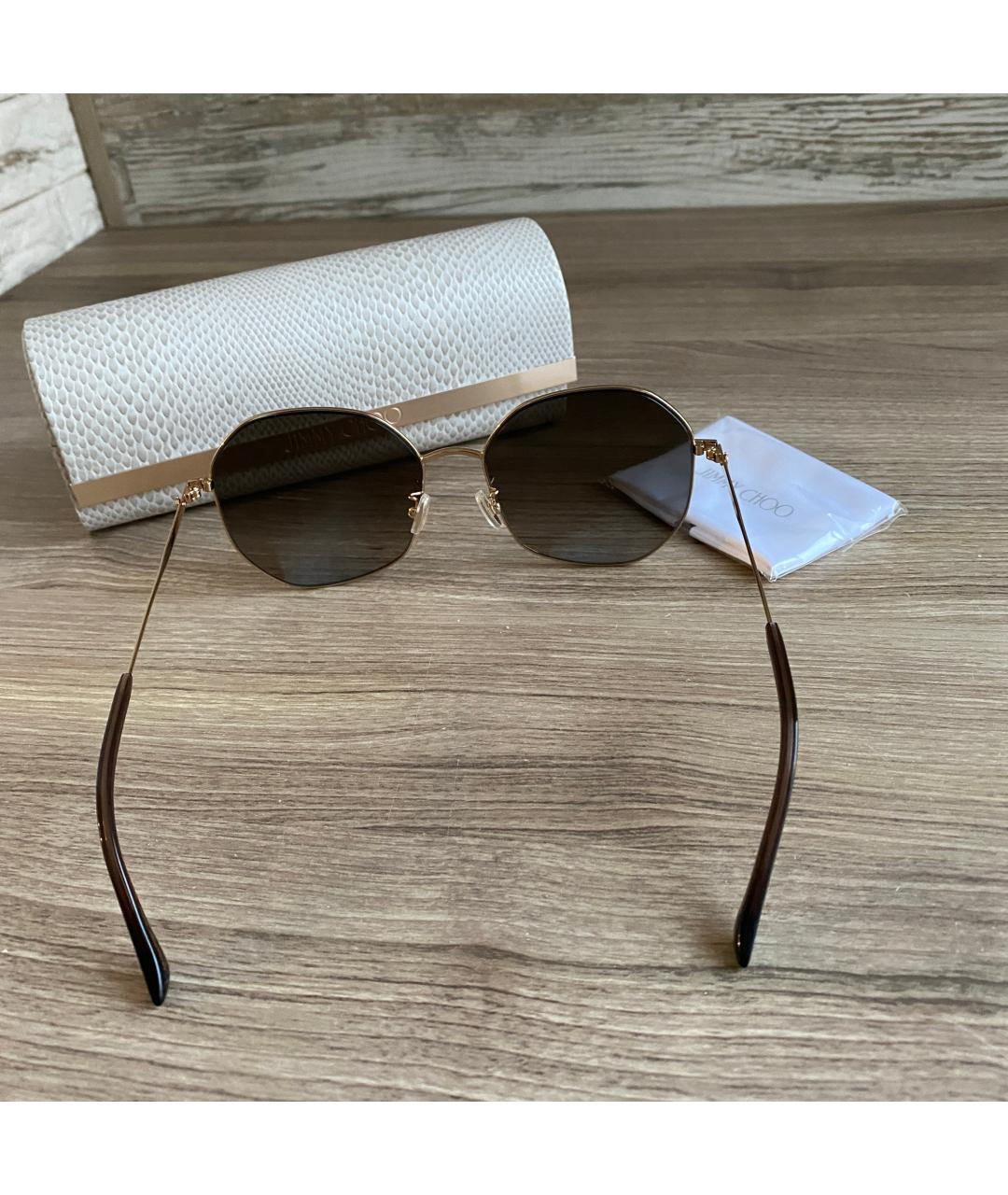 JIMMY CHOO Золотые металлические солнцезащитные очки, фото 7