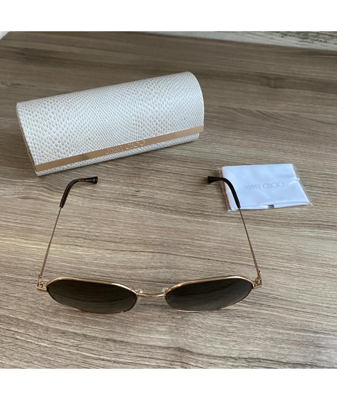 JIMMY CHOO Золотые металлические солнцезащитные очки, фото 5