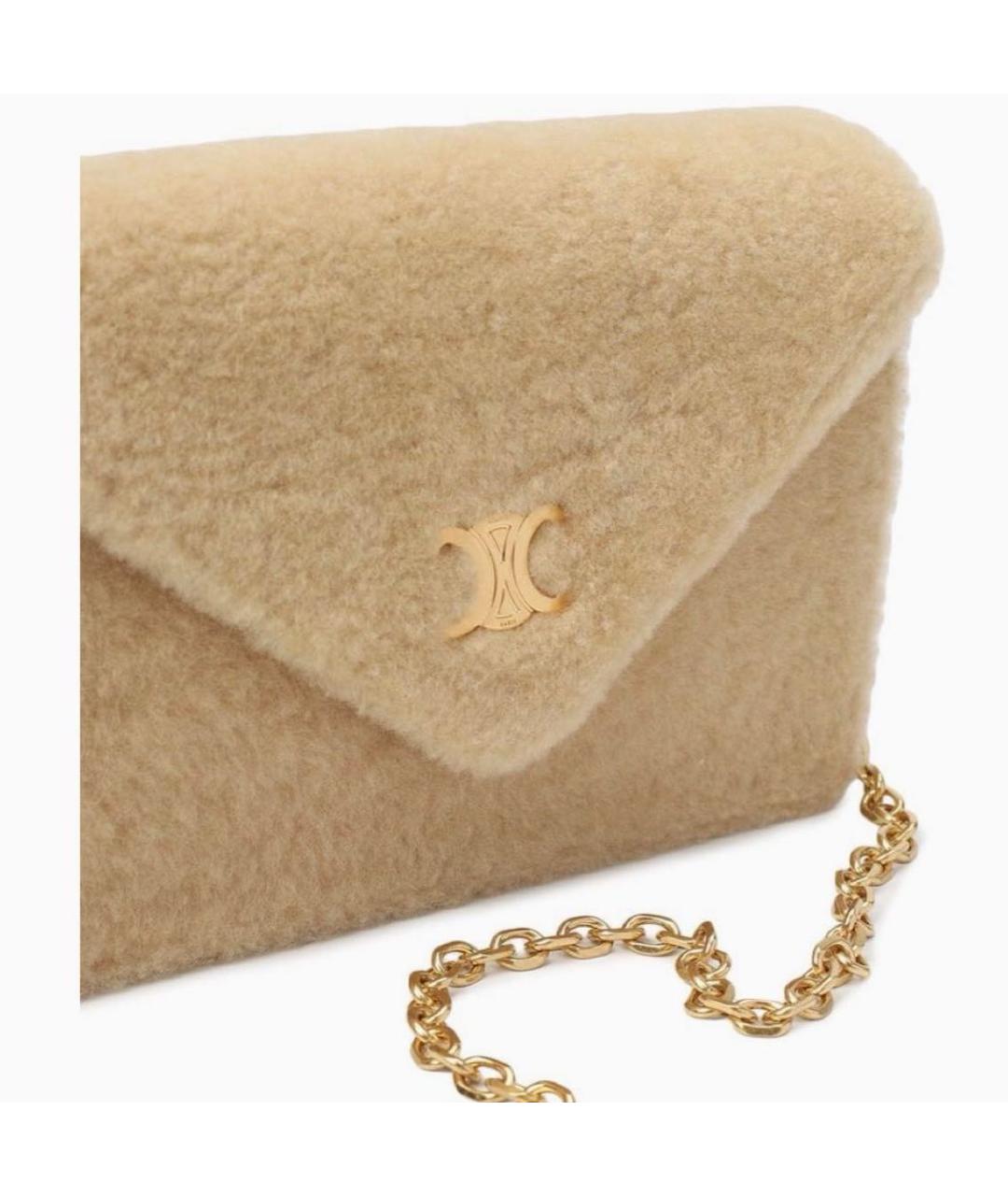 CELINE Бежевая кожаная сумка через плечо, фото 2