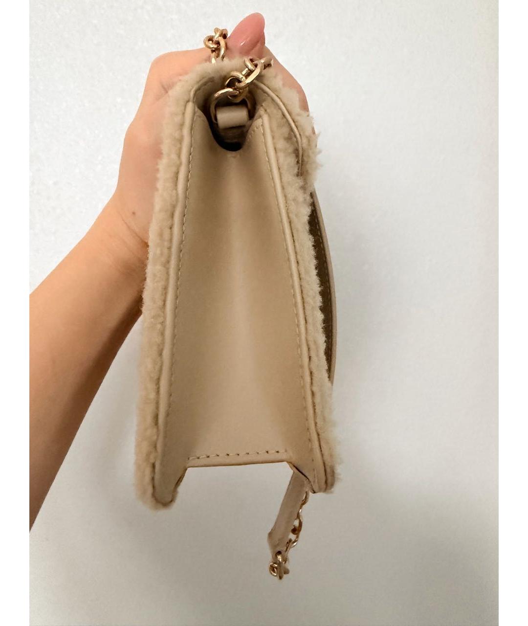 CELINE Бежевая кожаная сумка через плечо, фото 3