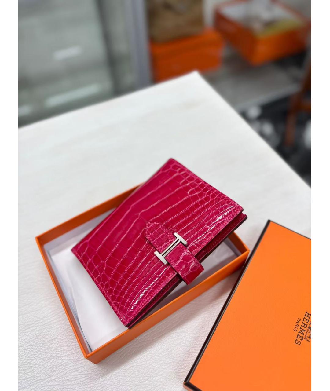 HERMES Розовый кожаный кошелек, фото 5