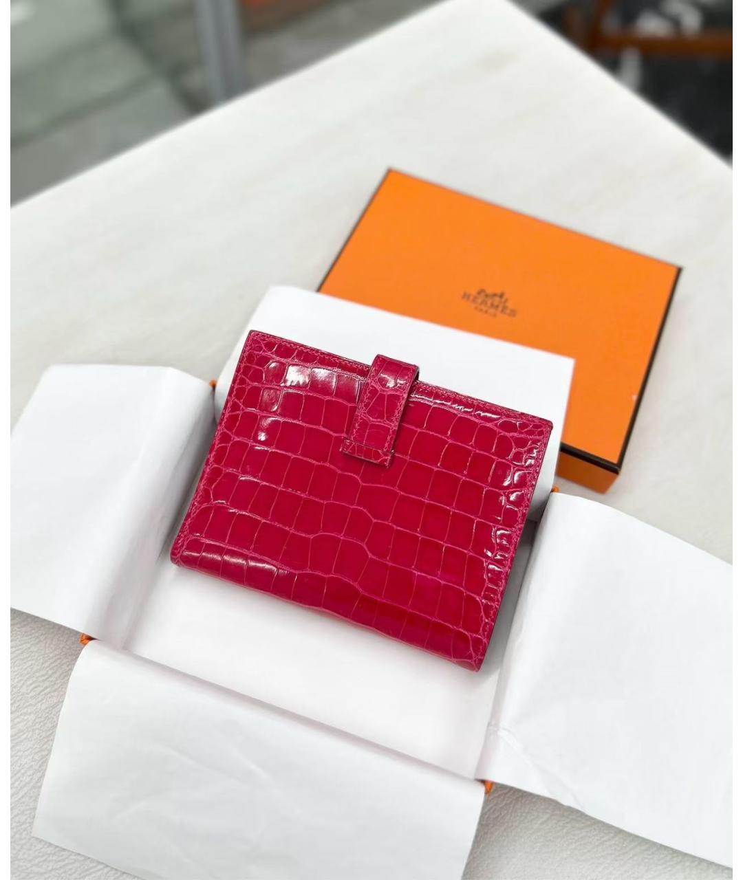 HERMES Розовый кожаный кошелек, фото 3