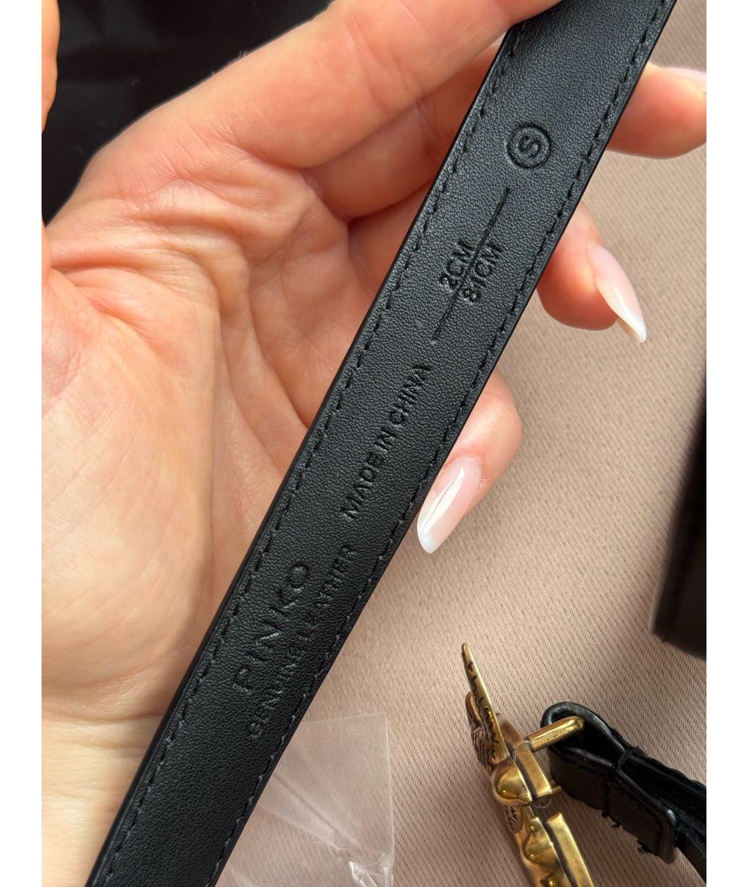 PINKO Черный кожаный ремень, фото 4