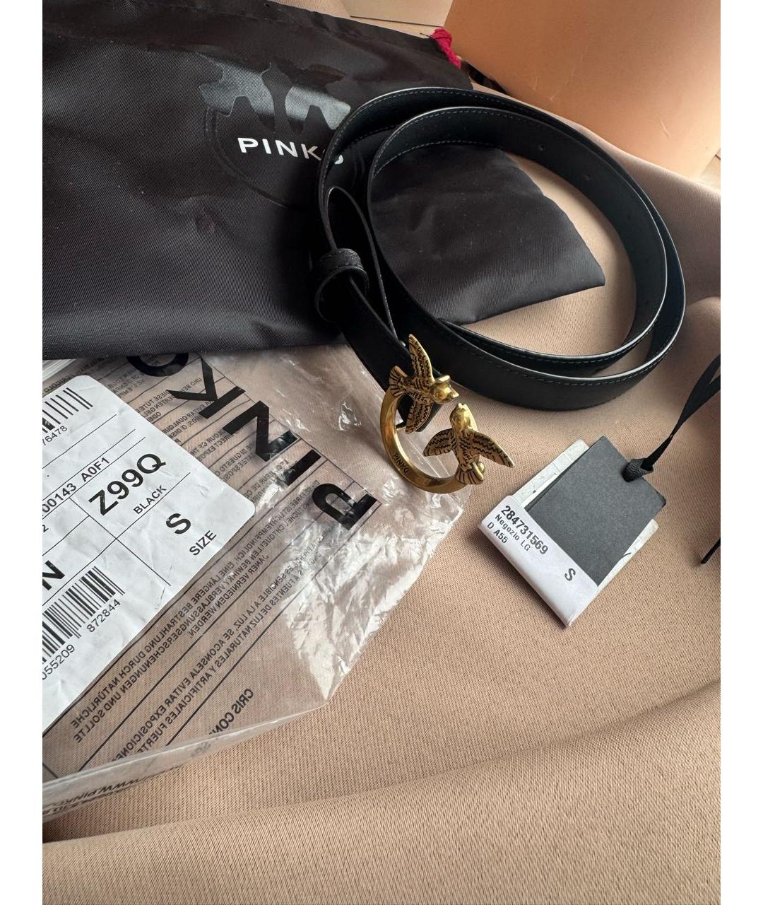 PINKO Черный кожаный ремень, фото 5