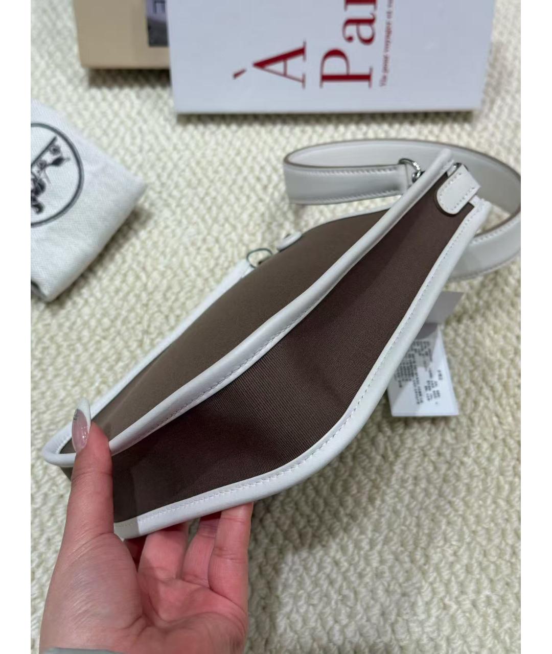 HERMES Коричневая тканевая сумка через плечо, фото 4