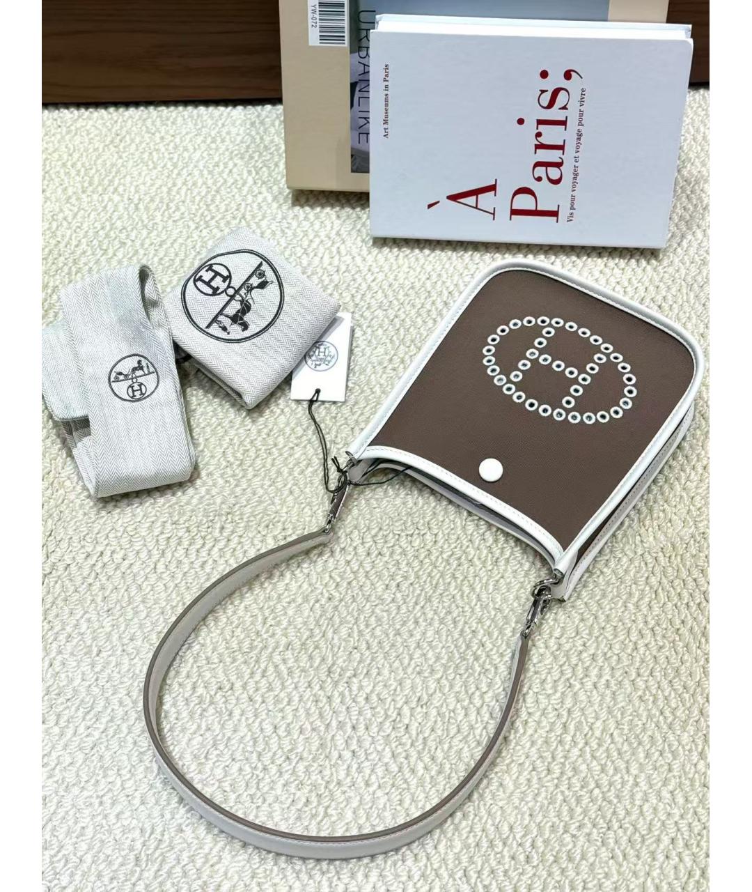 HERMES Коричневая тканевая сумка через плечо, фото 6