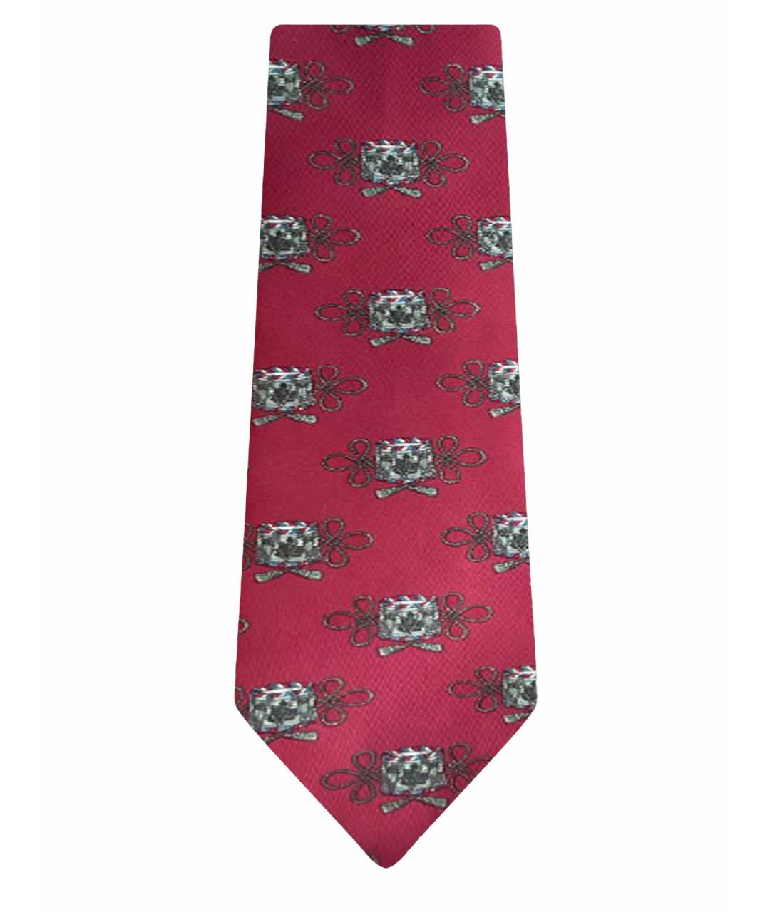 HERMES Бордовый шелковый галстук, фото 1