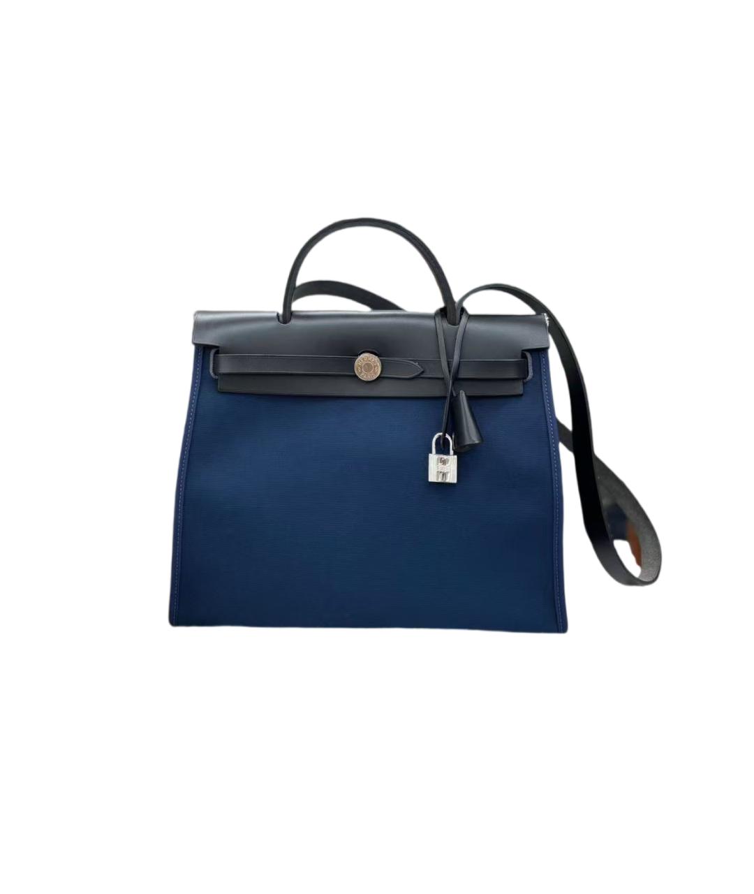 HERMES Темно-синяя тканевая сумка через плечо, фото 7