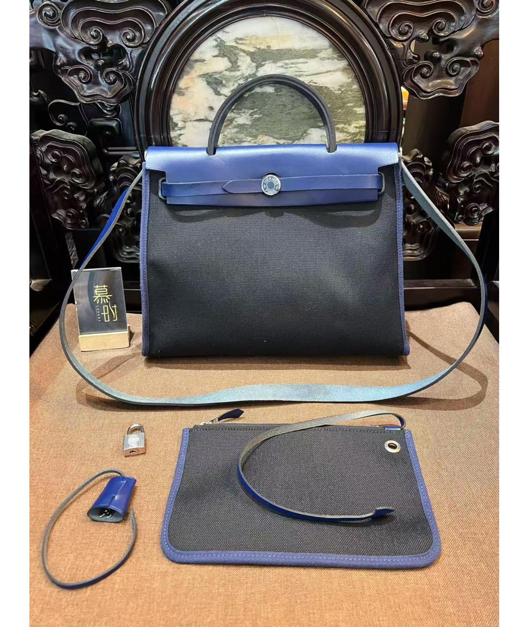 HERMES Синяя тканевая сумка через плечо, фото 2