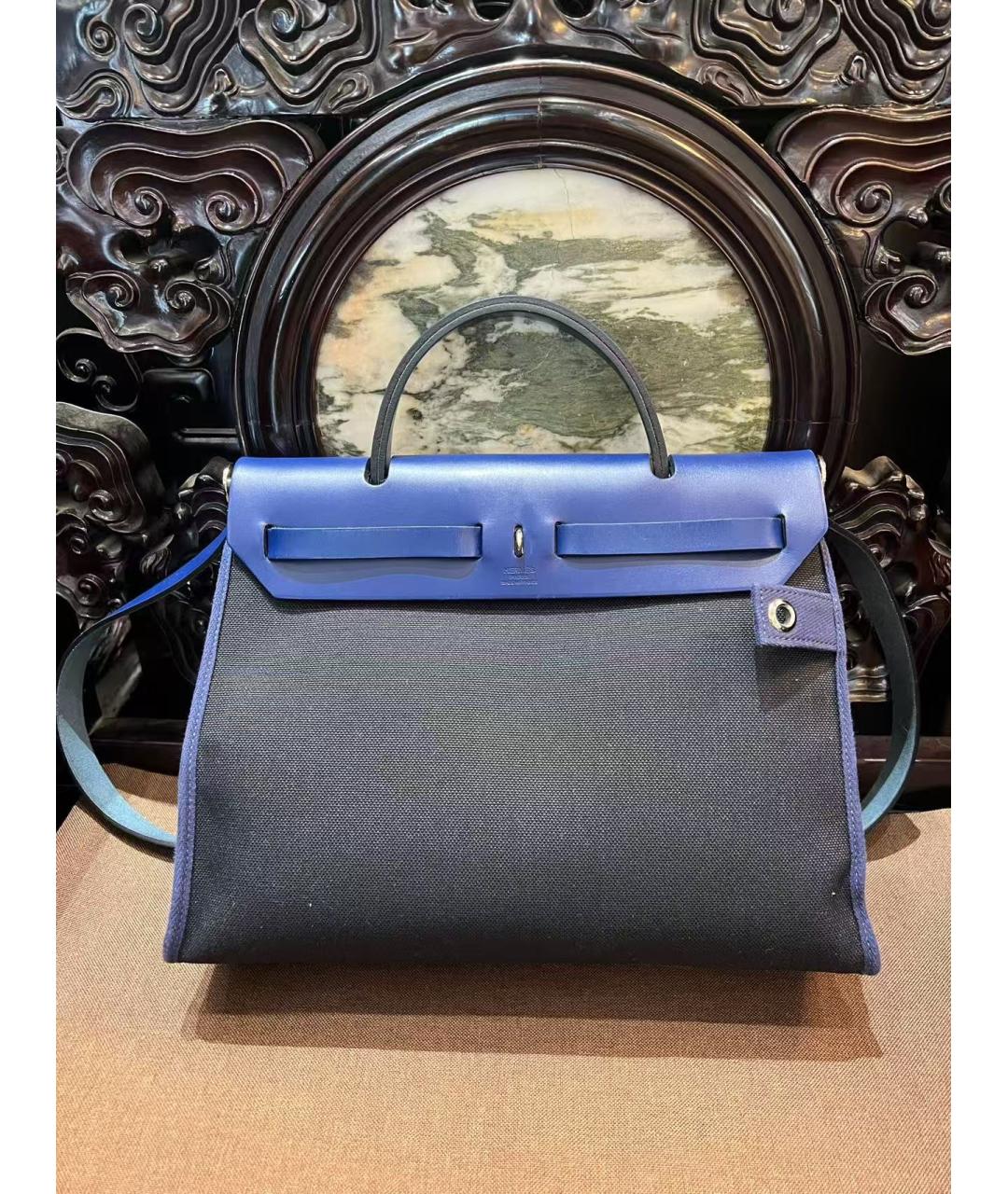 HERMES Синяя тканевая сумка через плечо, фото 4