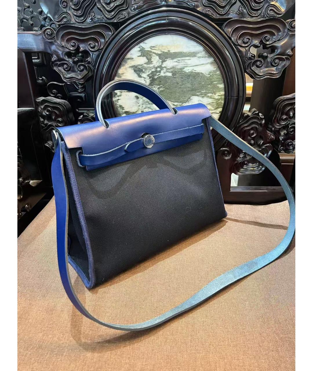 HERMES Синяя тканевая сумка через плечо, фото 3