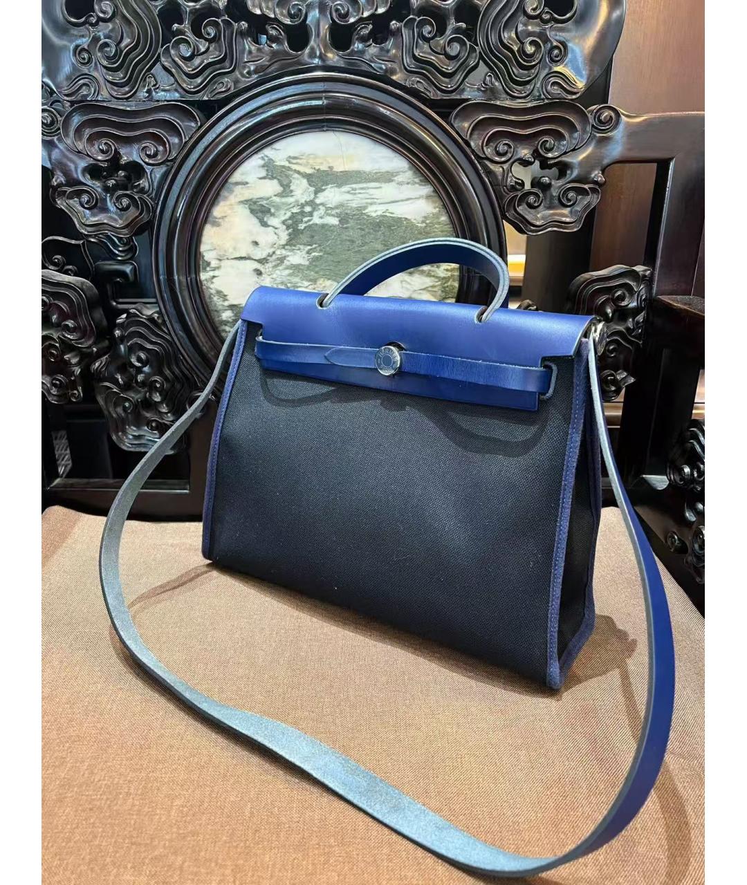 HERMES Синяя тканевая сумка через плечо, фото 5
