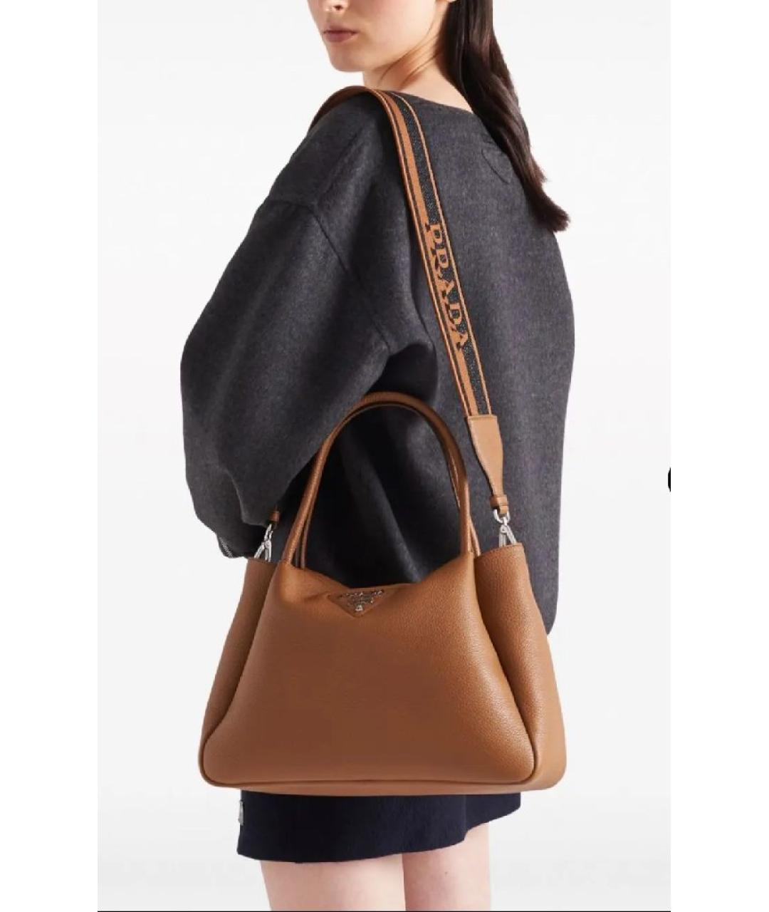 PRADA Коричневая кожаная сумка тоут, фото 5